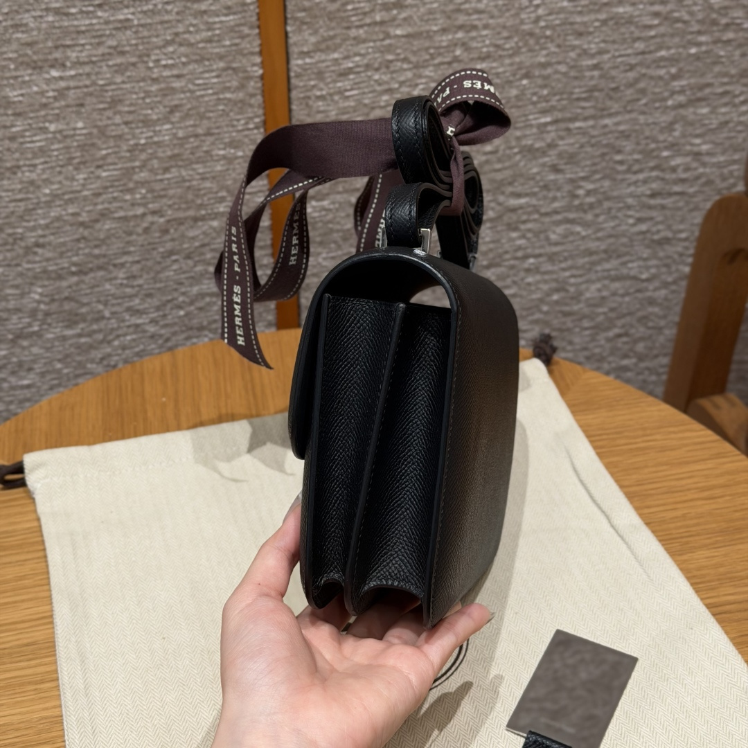 高仿Hermes*Constance19系列H080169EP89黑色牛皮銀扣純手工