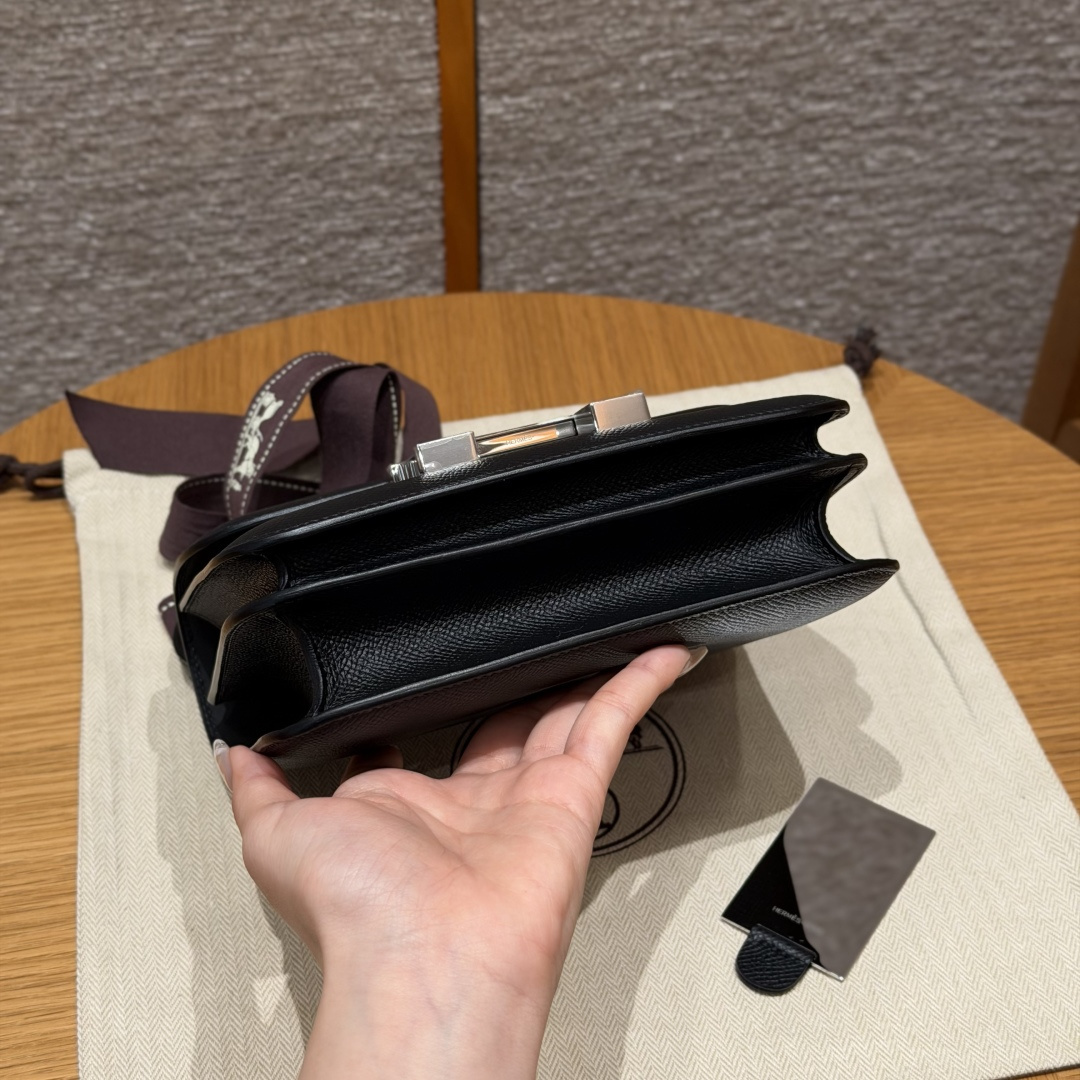 高仿Hermes*Constance19系列H080169EP89黑色牛皮銀扣純手工