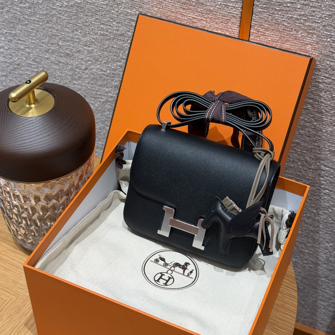 高仿Hermes*Constance19系列H080169EP89黑色牛皮銀扣純手工