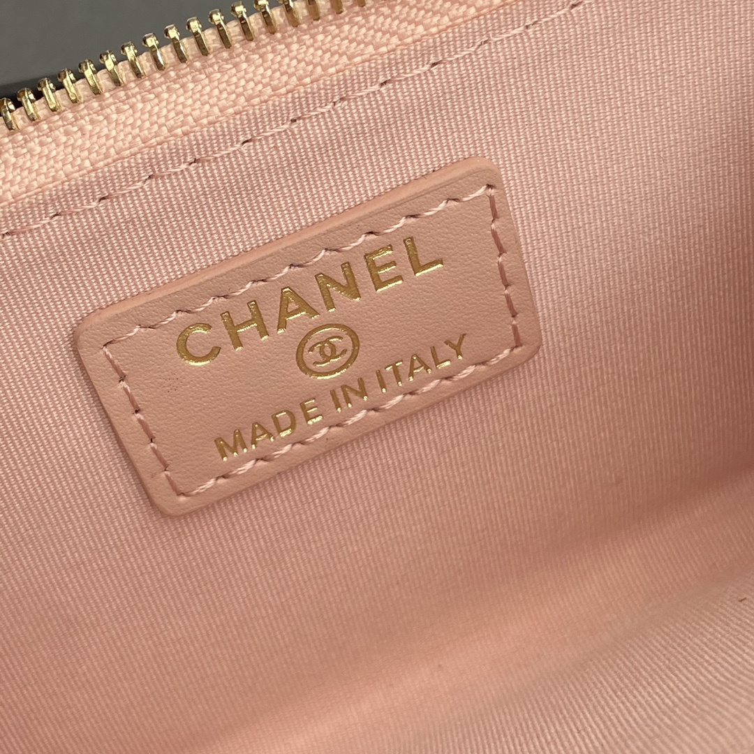高仿Chanel*AP0223零錢包粉色魚子醬金扣免檢版