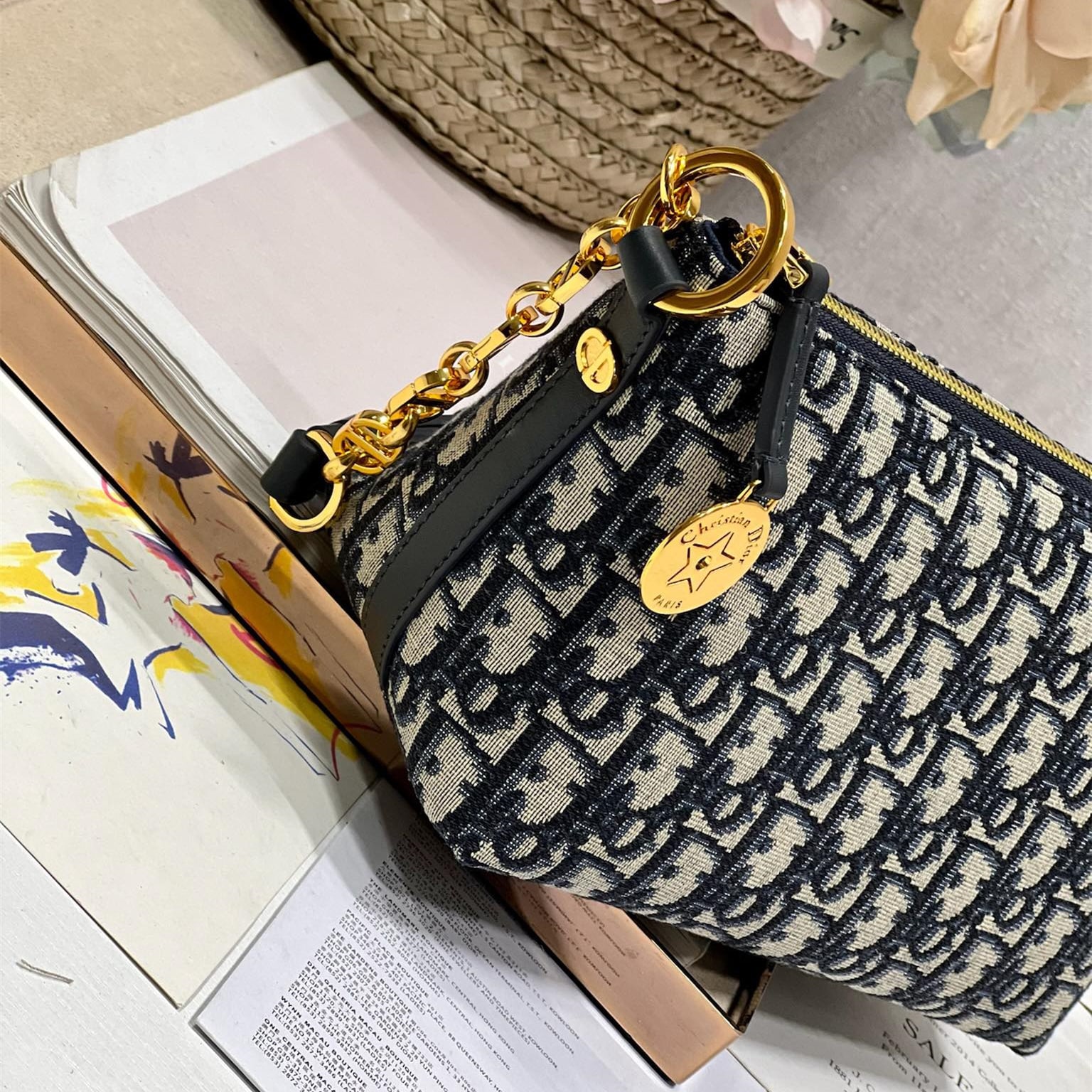高仿Dior*StarHobo系列S320M928鏈條手袋藍黑免檢版